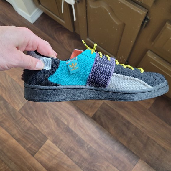 Adidas Superstar Patchwork Black Pharrell Human Race Size 10 - Picture 4 of 7